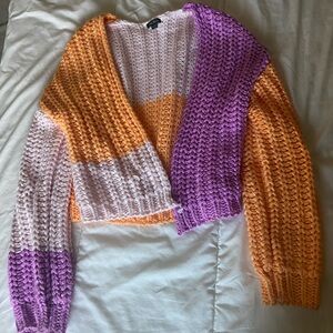 Colorful Knit Color-block Cardigan